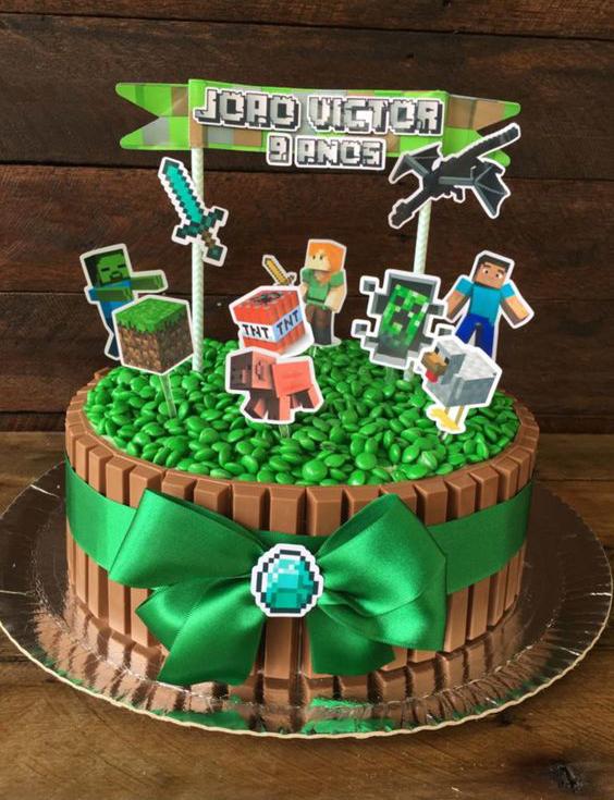 Torta de cumpleaños de Minecraft 