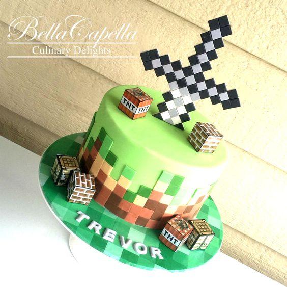 Torta decorada de Minecraft
