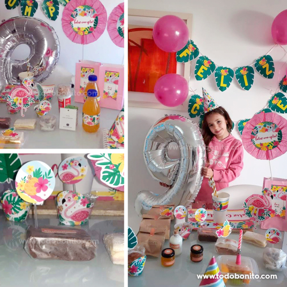 Cumpleaños decorado con flamencos y ananás Cumpleaños decorado con flamencos y ananás