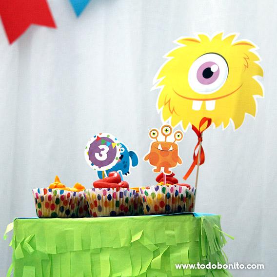 Cupcakes de monstruitos para cumpleaños