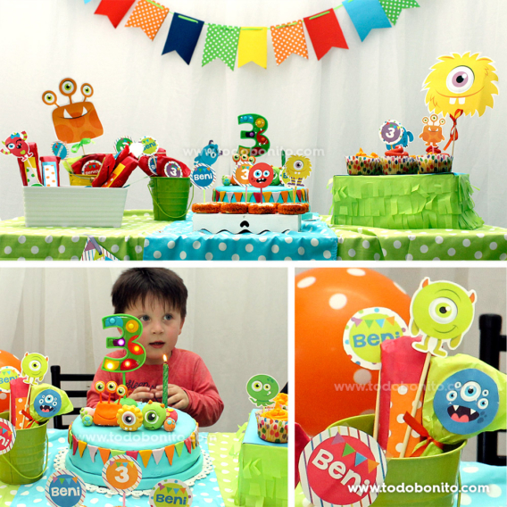 Decoraciones imprimibles de monstruitos para cumpleaños