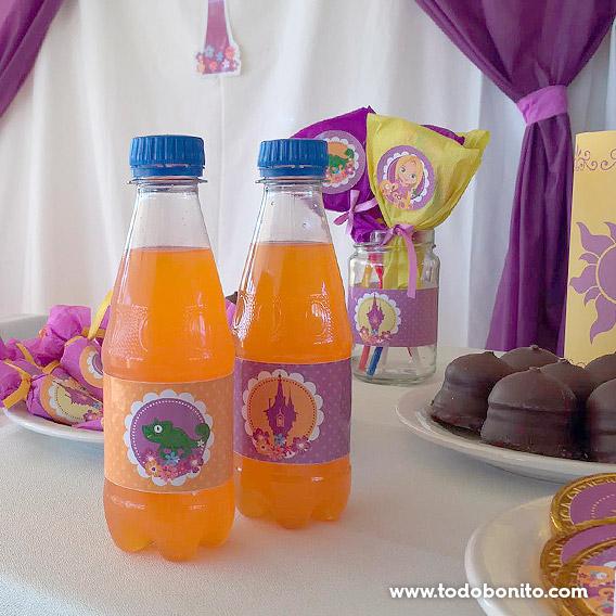 Etiquetas de botellitas de Rapunzel