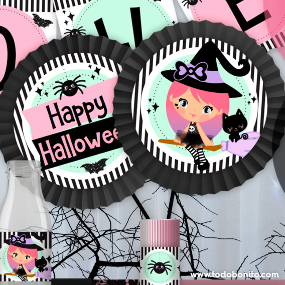 Kits imprimibles de Halloween en tonos pasteles