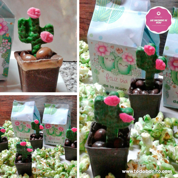 Chocolates de cactus por "Las Dulzuras de Vicky" con cajitas de Todo Bonito