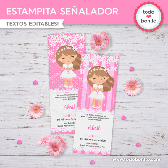 Estampita de Primera Comunión para niñas