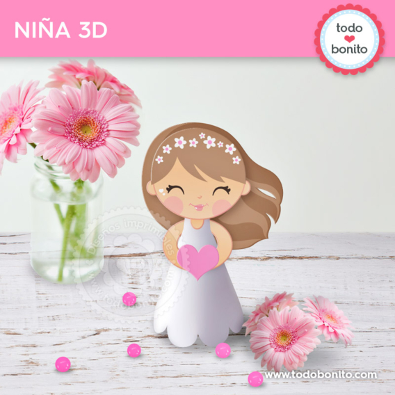 Niña 3D para imprimir de Primera Comunión