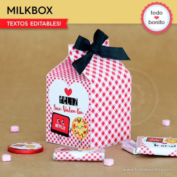 Milkbox para imprimir Netflix y Pizza