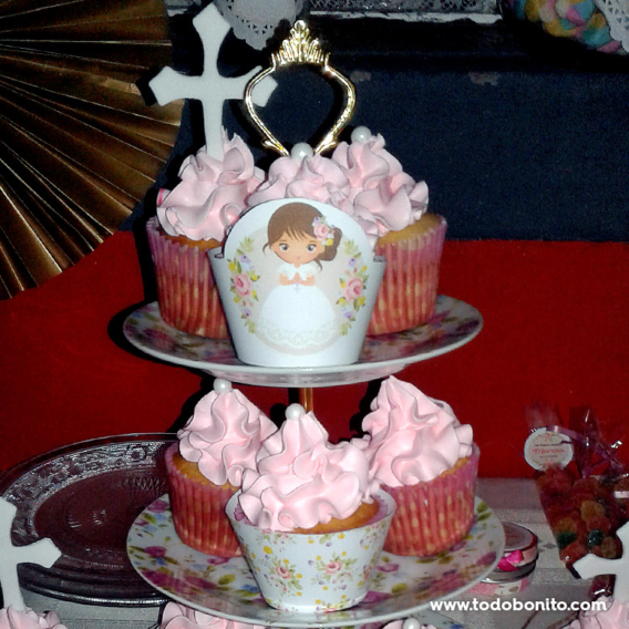 Cupcakes de Primera Comunión para niñas