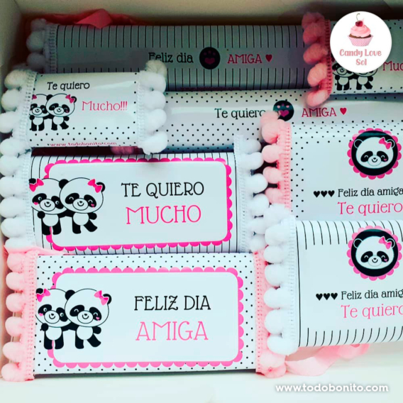 Golosinas decoradas para el día del amigo - Kit imprimible amigas pandita ♥