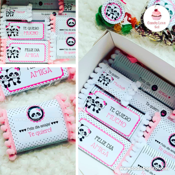 Golosinas decoradas para el día del amigo - Kit imprimible amigas pandita ♥