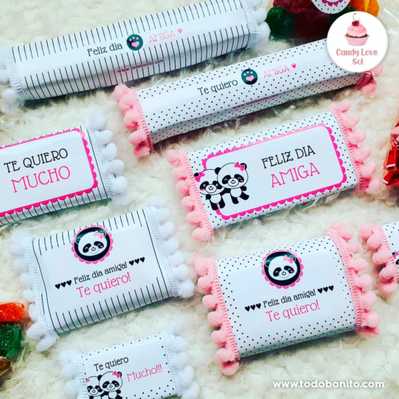 Golosinas decoradas para el día del amigo - Kit imprimible amigas pandita ♥