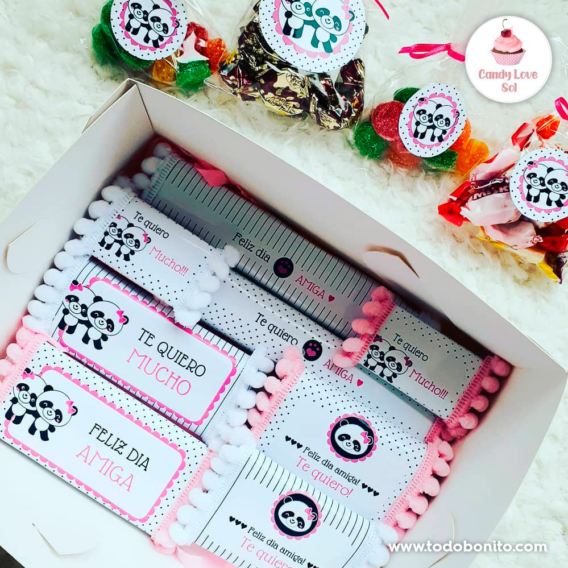 Golosinas decoradas para el día del amigo - Kit imprimible amigas pandita ♥