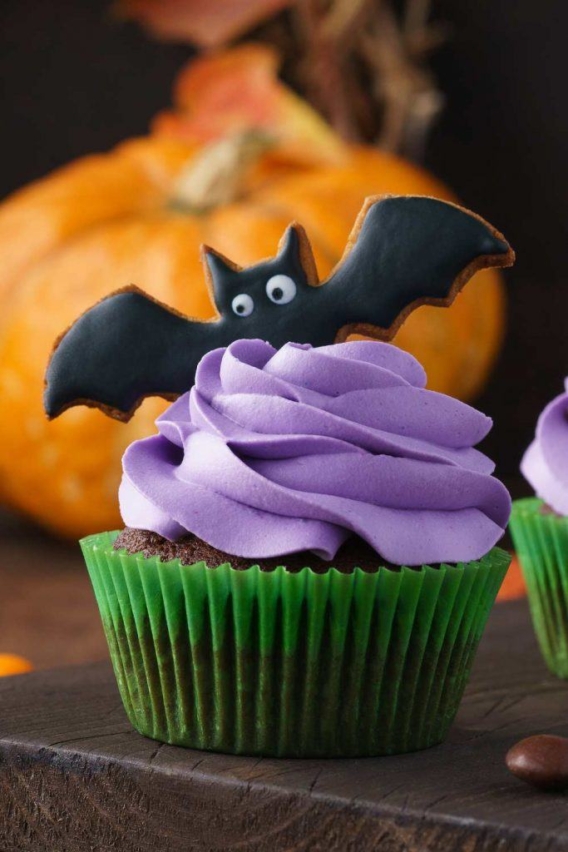 Cupcakes para Halloween con murciélagos
