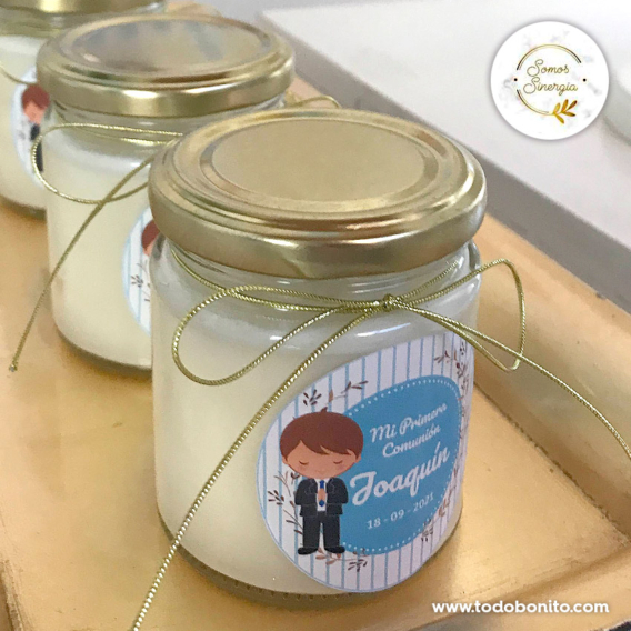 Souvenir velas de soja para Primera Comunión de niño