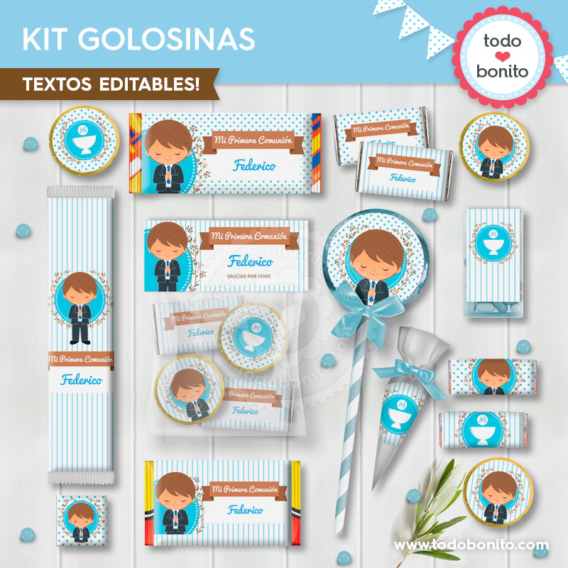 Kit etiquetas de golosinas Primera Comunión para niños