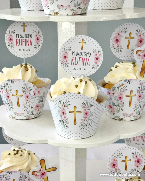 Cupcakes de bautismo para niña