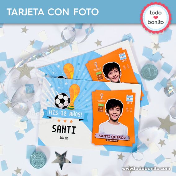 Tarjeta selección argentina de fútbol con figurita personalizada